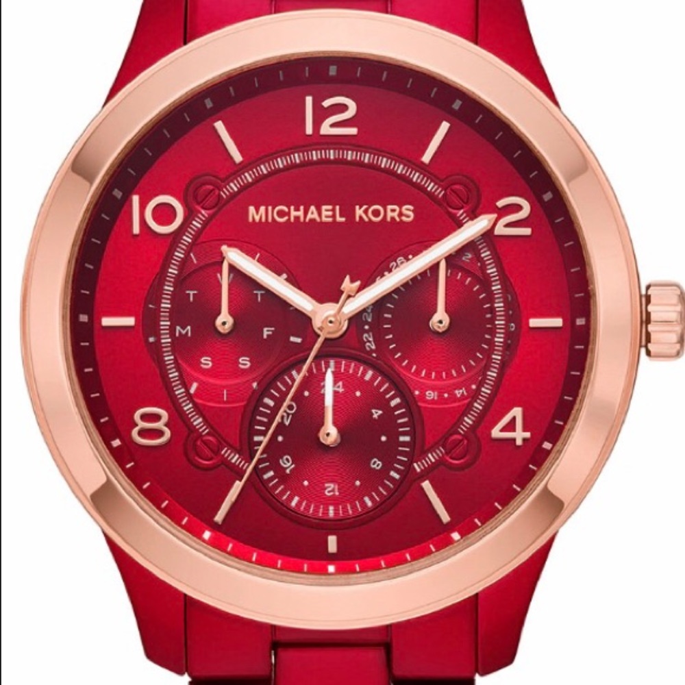 Michael Kors Ladies Runway Red Coated Watch MK6594